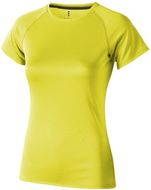 Niagara naisten lyhythihainen tyköistuva t-paita, neon-keltainen liikelahja logopainatuksella
