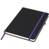 Noir-muistivihko, keskikokoinen, musta, violetti liikelahja logopainatuksella