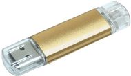OTG USB Alumiini, kultainen liikelahja logopainatuksella