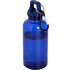 Oregon 400 ml:n RCS-sertifioidusta kierrätetystä muovista valmistettu vesipullo karabiinihaalla, sininen liikelahja logopainatuksella