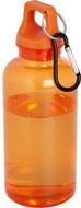 Oregon 400 ml:n RCS-sertifioidusta kierrätetystä muovista valmistettu vesipullo karabiinihaalla, oranssi liikelahja logopainatuksella