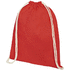 Oregon-puuvillareppu kiristysnyörillä, 140 g/m² 5L, punainen liikelahja logopainatuksella