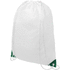 Oriole-reppu kiristysnyörillä värikkäillä kulmilla 5L, valkoinen, vihreä liikelahja logopainatuksella