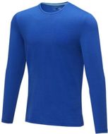Ponoka miesten pitkähihainen luomu-t-paita, sininen liikelahja logopainatuksella