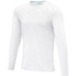 Ponoka miesten pitkähihainen luomu-t-paita, valkoinen liikelahja logopainatuksella
