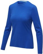 Ponoka naisten pitkähihainen luomu-t-paita, sininen liikelahja logopainatuksella