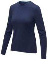 Ponoka naisten pitkähihainen luomu-t-paita, tummansininen liikelahja logopainatuksella