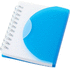 Post-muistilaput, A7, läpikuultava-valkoinen, sininen liikelahja logopainatuksella
