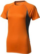 Quebec naisten lyhythihainen tyköistuva t-paita, antrasiitti, oranssi liikelahja logopainatuksella