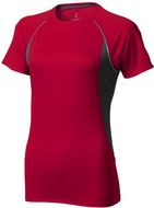 Quebec naisten lyhythihainen tyköistuva t-paita, antrasiitti, punainen liikelahja logopainatuksella