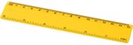 Refari 15 cm:n viivain kierrätetystä muovista, keltainen liikelahja logopainatuksella