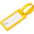 River kierrätetystä materiaalista valmistettu ikkunallinen matkalaukun nimikyltti, keltainen liikelahja logopainatuksella
