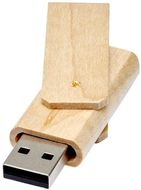 Rotate-USB puuta, vaaleanruskea liikelahja logopainatuksella