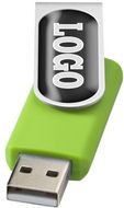 Rotate-doming-USB-muistitikku, 2 Gt, hopea, kalkinvihreä liikelahja logopainatuksella