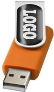 Rotate-doming-USB-muistitikku, 4 Gt, hopea, oranssi liikelahja logopainatuksella