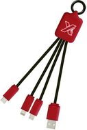 SCX.design C15 quatro -kaapeli, valaistuva, keskipitkä-punainen, musta liikelahja logopainatuksella
