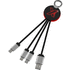 SCX.design C16 -kaapeli, pyöreä, valaistuva, musta, punainen liikelahja logopainatuksella