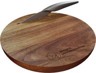 SCX.design K03 puinen leikkuulauta ja veitsisetti, luonnollinen liikelahja logopainatuksella