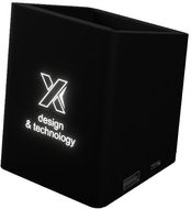 SCX.design O11 antibakteerinen kynäteline kahdella USB-lähtöliitännällä ja valaistuvalla logolla liikelahja logopainatuksella