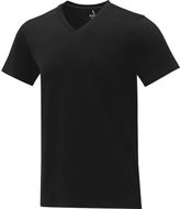 Somoto miesten lyhythihainen v-aukollinen t-paita, musta liikelahja logopainatuksella