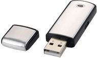 Square-USB-muistitikku, 2 Gt, hopea, musta liikelahja logopainatuksella