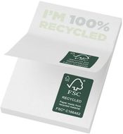 Sticky-Mate® kierrätetyt tarralaput 50 x 75 mm, valkoinen liikelahja logopainatuksella