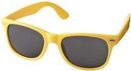 Sun Ray -aurinkolasit, keltainen liikelahja logopainatuksella