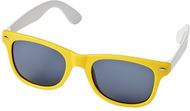 Sun Ray -aurinkolasit, väriblokatut, keltainen liikelahja logopainatuksella