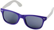 Sun Ray -aurinkolasit, väriblokatut, violetti liikelahja logopainatuksella