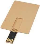 Suorakulmainen biohajoava luottokortti-USB, ruskea liikelahja logopainatuksella