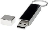 Suorakulmainen valaiseva USB, valkoinen, hopea, musta liikelahja logopainatuksella