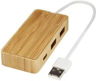 Tapas USB-hubi bambusta, luonnollinen liikelahja logopainatuksella
