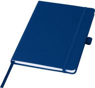 Thalaasa merimuovista valmistettu kovakantinen muistikirja, sininen liikelahja logopainatuksella