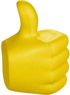Thumbs Up -stressilelu, keltainen liikelahja logopainatuksella