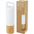 Torne 540 ml:n kuparityhjiöeristetty pullo ruostumattomasta teräksestä ja bambusta tehty ulkoseinä, valkoinen liikelahja logopainatuksella