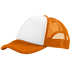 Trucker-lakki, 5-paneelinen, valkoinen, oranssi liikelahja logopainatuksella