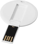 USB Credit card round, valkoinen liikelahja logopainatuksella