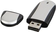 USB Ovaali, hopea, musta liikelahja logopainatuksella