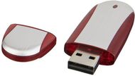 USB Ovaali, hopea, punainen liikelahja logopainatuksella