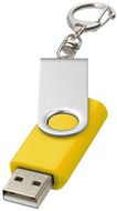 USB Rotate Keychain, keltainen liikelahja logopainatuksella
