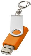 USB Rotate Keychain, oranssi liikelahja logopainatuksella