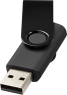 USB Rotate Metallic, musta liikelahja logopainatuksella