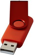 USB Rotate Metallic, tummanpunainen liikelahja logopainatuksella