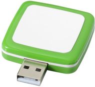 USB Rotating Square, vihreä liikelahja logopainatuksella