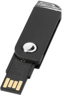 USB Swivel rectangular, musta liikelahja logopainatuksella