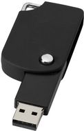 USB Swivel square, musta liikelahja logopainatuksella