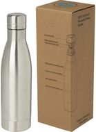 Vasa 500 ml RCS-sertifioitu kierrätetty ruostumattomasta teräksestä valmistettu kuparityhjiöeristetty pullo, hopea liikelahja logopainatuksella