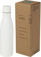 Vasa 500 ml RCS-sertifioitu kierrätetty ruostumattomasta teräksestä valmistettu kuparityhjiöeristetty pullo, valkoinen liikelahja logopainatuksella