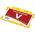 Vega muovinen kortinpidike, keltainen liikelahja logopainatuksella