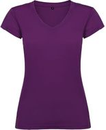 Victoria naisten lyhythihainen t-paita v-kaula-aukolla, violetti liikelahja logopainatuksella